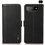 For Asus ROG Phone 7 KHAZNEH Side-Magnetic Litchi Genuine Leather RFID Phone Case(Black)