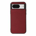 For Google Pixel 8 Carbon Fiber Texture PU Phone Case(Red)