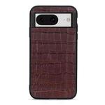 For Google Pixel 8 Crocodile Texture Genuine Leather Phone Case(Brown)