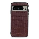 For Google Pixel 8 Pro Crocodile Texture Genuine Leather Phone Case(Brown)