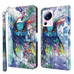 For Xiaomi 13 Lite 3D Painting Pattern Flip Leather Phone Case(Watercolor Owl)