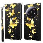 For Xiaomi 13 Ultra 3D Painting Pattern Leather Phone Case(Gold Butterfly)