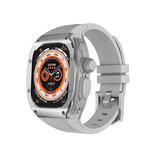 For Apple Watch Ultra 49mm Armor Stainless Steel Case TPU Watch Band(Silver Grey)