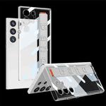 For Samsung Galaxy S23 Ultra GKK TPU + PC + Wrist Strap Transparent Shockproof Phone Case(Silver)