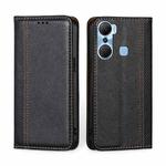 For Infinix Hot 12 Pro Grid Texture Magnetic Flip Leather Phone Case(Black)