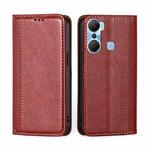 For Infinix Hot 12 Pro Grid Texture Magnetic Flip Leather Phone Case(Red)