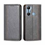 For Infinix Hot 12 Pro Grid Texture Magnetic Flip Leather Phone Case(Grey)