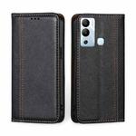 For Infinix Hot 12i Grid Texture Magnetic Flip Leather Phone Case(Black)