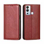 For Infinix Hot 12i Grid Texture Magnetic Flip Leather Phone Case(Red)