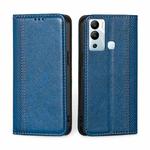 For Infinix Hot 12i Grid Texture Magnetic Flip Leather Phone Case(Blue)