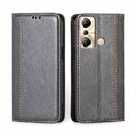 For Infinix Hot 20i Grid Texture Magnetic Flip Leather Phone Case(Grey)