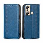 For Infinix Hot 20i Grid Texture Magnetic Flip Leather Phone Case(Blue)