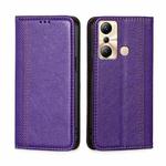 For Infinix Hot 20i Grid Texture Magnetic Flip Leather Phone Case(Purple)