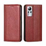 For Infinix Note 11 Grid Texture Magnetic Flip Leather Phone Case(Red)