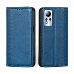For Infinix Note 11 Grid Texture Magnetic Flip Leather Phone Case(Blue)