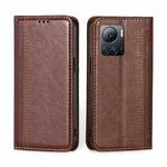 For Infinix Note 12 VIP Grid Texture Magnetic Flip Leather Phone Case(Brown)