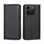 For Infinix Smart 7 Grid Texture Magnetic Flip Leather Phone Case(Black)