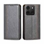 For Infinix Smart 7 Grid Texture Magnetic Flip Leather Phone Case(Grey)