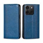For Infinix Smart 7 Grid Texture Magnetic Flip Leather Phone Case(Blue)