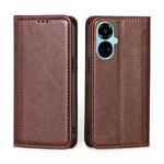 For Tecno Camon 19 / 19 Pro Grid Texture Magnetic Flip Leather Phone Case(Brown)