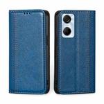 For Tecno Pop 6 Pro Grid Texture Magnetic Flip Leather Phone Case(Blue)