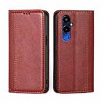 For Tecno Pova 4 Pro Grid Texture Magnetic Flip Leather Phone Case(Red)