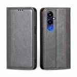 For Tecno Pova 4 Pro Grid Texture Magnetic Flip Leather Phone Case(Grey)