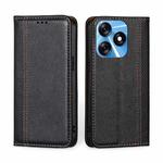 For Tecno Spark 10 4G Grid Texture Magnetic Flip Leather Phone Case(Black)