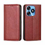 For Tecno Spark 10 4G Grid Texture Magnetic Flip Leather Phone Case(Red)