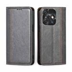 For Tecno Spark 10C Grid Texture Magnetic Flip Leather Phone Case(Grey)
