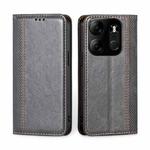 For Tecno Spark GO 2023/Pop 7/Pop 7 Pro Grid Texture Magnetic Flip Leather Phone Case(Grey)