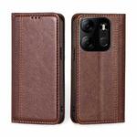 For Tecno Spark GO 2023/Pop 7/Pop 7 Pro Grid Texture Magnetic Flip Leather Phone Case(Brown)