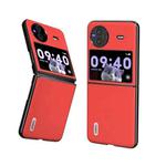 For vivo X Flip Genuine Leather Luolai Series Phone Case(Red)