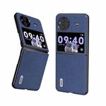 For vivo X Flip Genuine Leather Luolai Series Phone Case(Dark Blue)