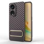 For OPPO Reno8 T 5G Wavy Textured Phone Case with Lens Film(Brown)