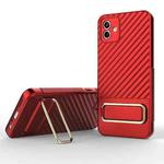 For Samsung Galaxy A04 Wavy Textured Phone Case with Lens Film(Red)
