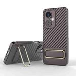 For OnePlus Nord CE 3 Wavy Textured Phone Case with Lens Film(Brown)