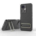 For OnePlus Nord CE 3 Wavy Textured Phone Case with Lens Film(Black)
