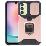 For Samsung Galaxy A24 4G Camera Shield Card Slot PC+TPU Phone Case(Rose Gold)