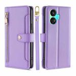 For Realme GT Neo5 SE Sheep Texture Cross-body Zipper Wallet Leather Phone Case(Purple)