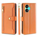 For Realme GT Neo5 SE Sheep Texture Cross-body Zipper Wallet Leather Phone Case(Orange)