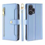 For Xiaomi Redmi Note 12 Turbo Sheep Texture Cross-body Zipper Wallet Leather Phone Case(Blue)