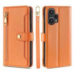 For Xiaomi Redmi Note 12 Turbo Sheep Texture Cross-body Zipper Wallet Leather Phone Case(Orange)