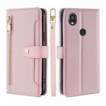 For Kyocera Digno SX3-KYG02 Sheep Texture Cross-body Zipper Wallet Leather Phone Case(Pink)