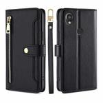 For Kyocera Digno SX3-KYG02 Sheep Texture Cross-body Zipper Wallet Leather Phone Case(Black)