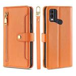 For Nokia C22 Sheep Texture Cross-body Zipper Wallet Leather Phone Case(Orange)