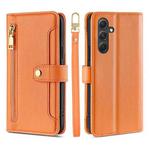 For Samsung Galaxy A54 5G Sheep Texture Cross-body Zipper Wallet Leather Phone Case(Orange)