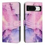 For Google Pixel 8 Painted Marble Pattern Leather Phone Case(Purple)
