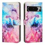 For Google Pixel 8 Pro Painted Marble Pattern Leather Phone Case(Pink Purple)