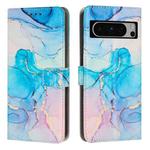 For Google Pixel 8 Pro Painted Marble Pattern Leather Phone Case(Pink Green)